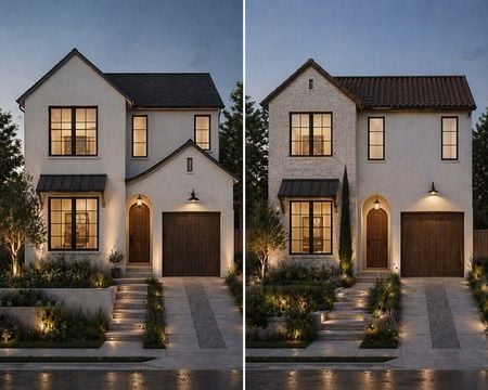 Side-by-side exterior rendering options for a Bellaire Drive residence